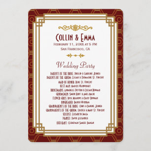 Custom Burgundy Art Deco Wedding Programs Programme