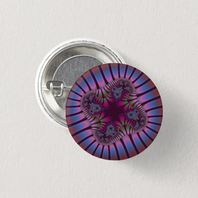 Custom Burgundy Blue Flower Small Round Button (Front & Back)