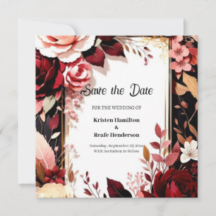 Custom Burgundy Bohemian Save The Date