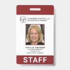 Custom Burgundy Business Logo Employee Photo ID