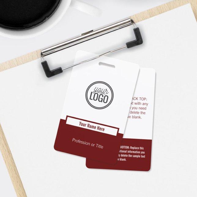 Custom Burgundy Colour Block Professional Name ID Badge (Creator Uploaded)
