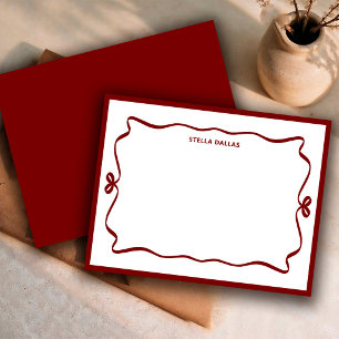 Custom Burgundy Doodle Frame Minimal Personalised Card