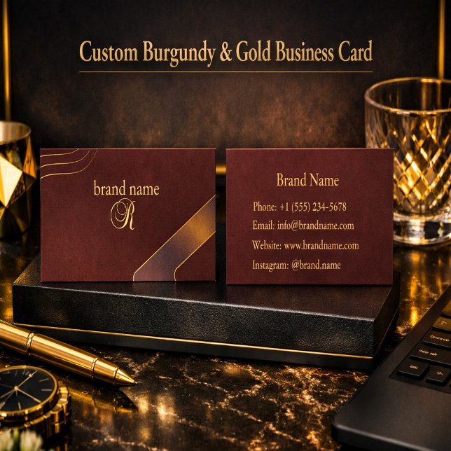 Custom Burgundy & Gold Business Card (Creator Uploaded)