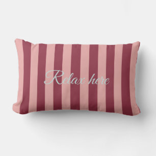 Custom Burgundy, Pink & Blue Striped Lumbar Pillow