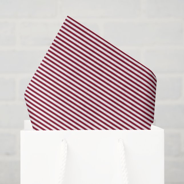 Custom Burgundy Red Elegant Classic Stripe Tissue Paper (Gift Bag)