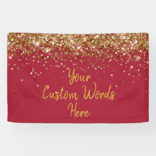 Custom Burgundy Red Gold Birthday Party Photo Prop Banner