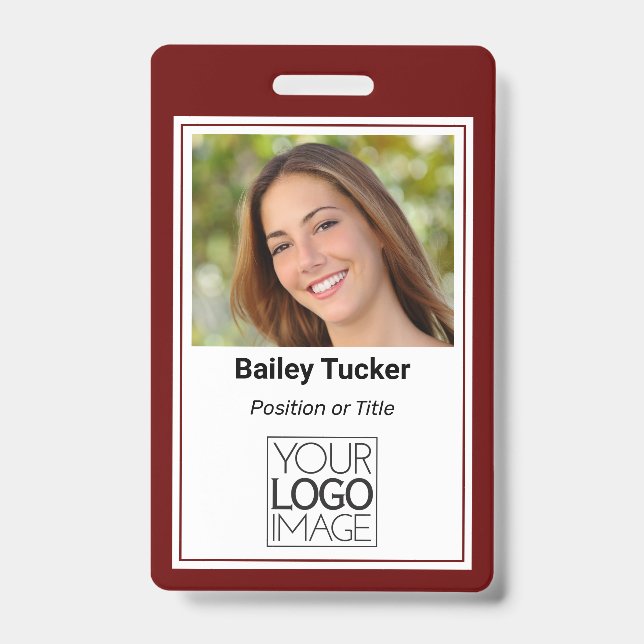 Custom Burgundy Simple Colour Professional Name ID Badge (Front)
