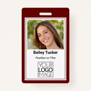 Custom Burgundy Simple Colour Professional Name ID Badge