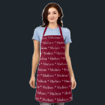 Custom burgundy white name text pattern  apron<br><div class="desc">Custom burgundy white name text pattern Apron
you can change the name or text.

Great for cooks,  chefs,  pottery,  ceramics,  crafts,  work,  kitchen,  baking,  bbq,  grill,  and also businesses and stores,  etc</div>