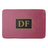 Custom Burgundy With Gold Initials Bath Mat