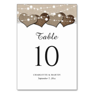 Custom Burlap and Lace Wedding Table Numbers