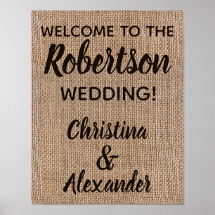 Custom Burlap Rustic Vintage Wedding Welcome Sign