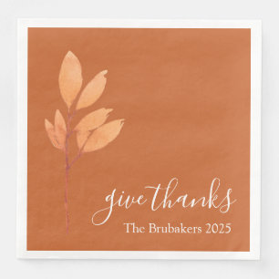 Custom Burnt Orange Boho Give Thanks Thanksgiving Napkin