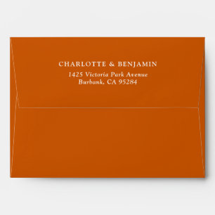 Custom Burnt Orange Return Address 5x7 Envelopes