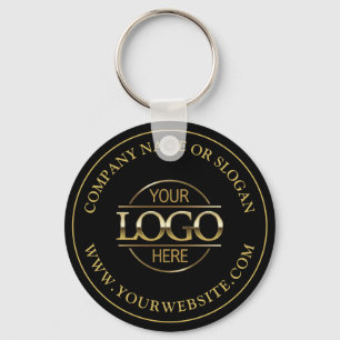 Custom Busines Logo Promotional Black and Gold Key Ring
