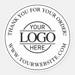 Custom Busines Logo Promotional Black and White Classic Round Sticker