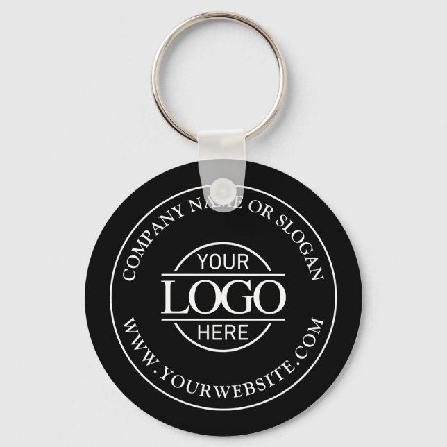 Custom Busines Logo Promotional Black and White Key Ring (Front)