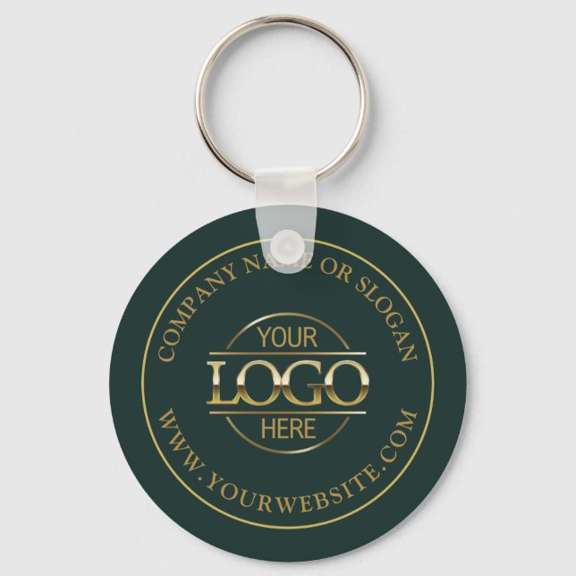 Custom Busines Logo Promotional Dark Green Key Ring (Front)