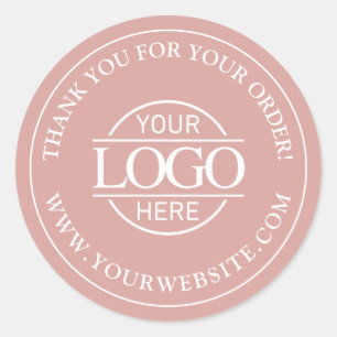 Custom Busines Logo Promotional Dusty Rose Classic Round Sticker