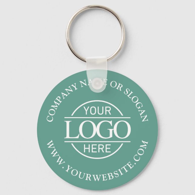 Custom Busines Logo Promotional Teal Green  Key Ring (Front)