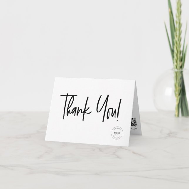 Custom Busines Logo Social Website Code Thank You  Card (Front)