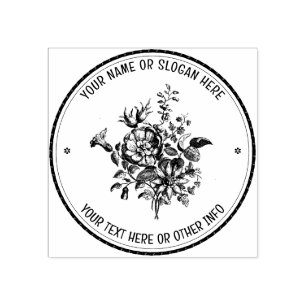 Custom Busines Logo stamp ELEGANT FLORAL BOTANICAL
