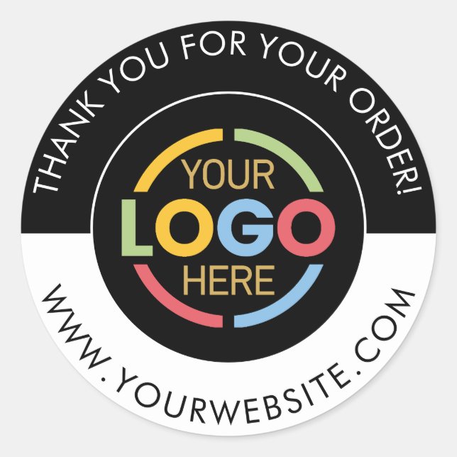 Custom Busines Round Logo Promotional Black White Classic Round Sticker (Front)