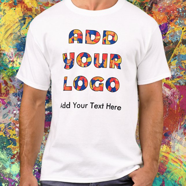 Custom Business Add Logo and Text Personalized T-Shirt (A t-shirt to customize with the logo of your business, organization or club, and your own text)