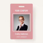 Custom Business Basic Employee Name Photo Pink