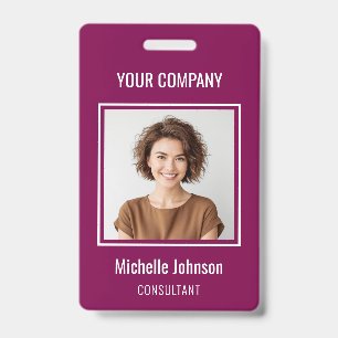 Custom Business Basic Simple Employee Name Photo ID Badge