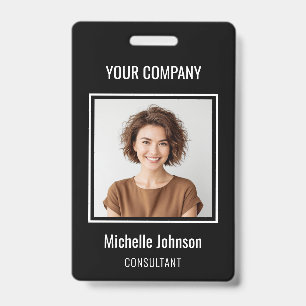 Custom Business Basic Simple Employee Name Photo ID Badge