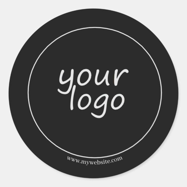 Custom Business  | Black Colour Classic Round Sticker (Front)