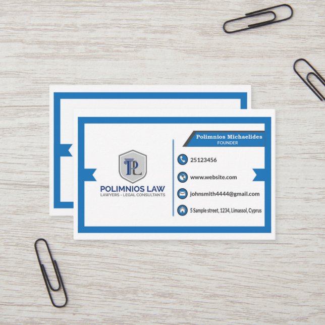 Custom Business Card. Business Card For A Lawyer. (Front/Back In Situ)