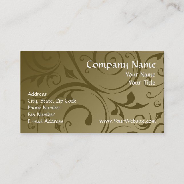 Custom Business Card, Chocolate Swirl Design Card (Front)