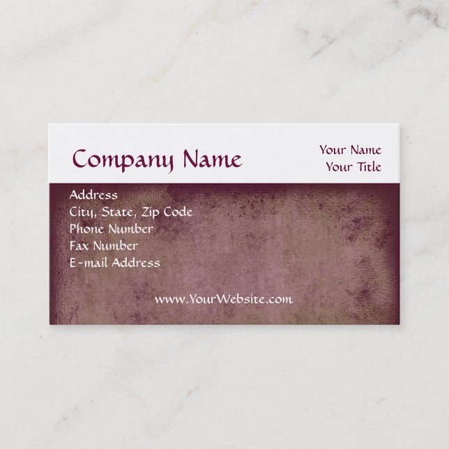 Custom Business Card, Cranberry Vintage Design Card (Front)