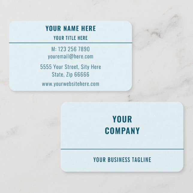 Custom Business Card Your Name Text Contact Info (Front/Back)