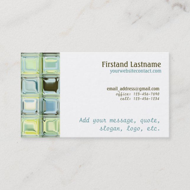 Custom Business Cards with Glass Tile Art (Front)