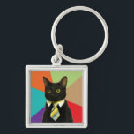Custom Business Cat Keychain<br><div class="desc">Emilio, better known as business cat, became an internet meme on January 1st, 2011 when his owner's girlfriend posted a picture of him wearing a tie on an online forum.</div>