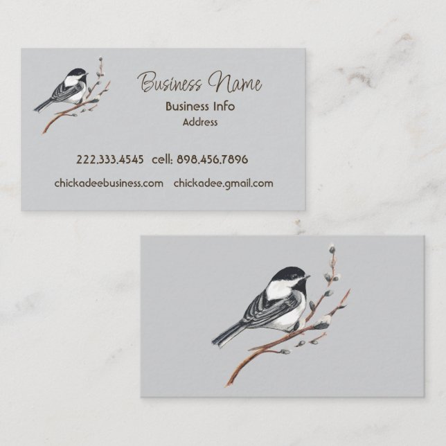 Custom Business Chickadee Bird Business Card (Front/Back)