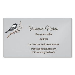 Custom Business Chickadee Bird Business Magnetic Business Card