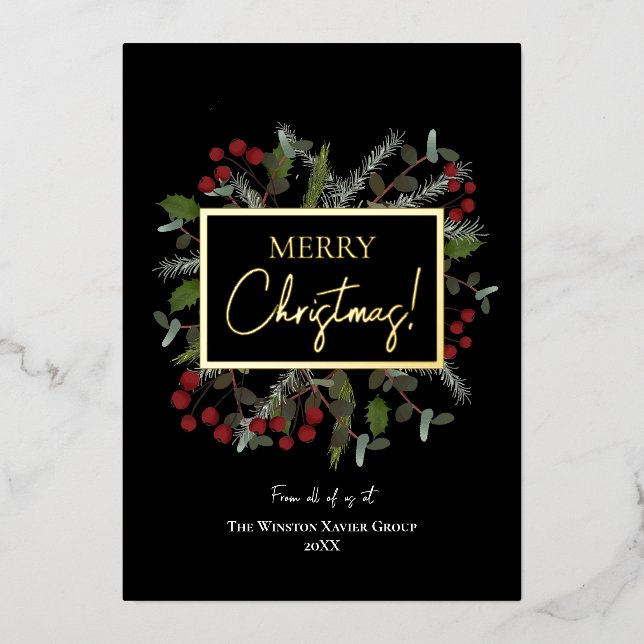 Custom Business Christmas Holly Pine foliage (Front)