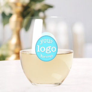 Custom Business Company Bar Event Logo Branded Stemless Wine Glass