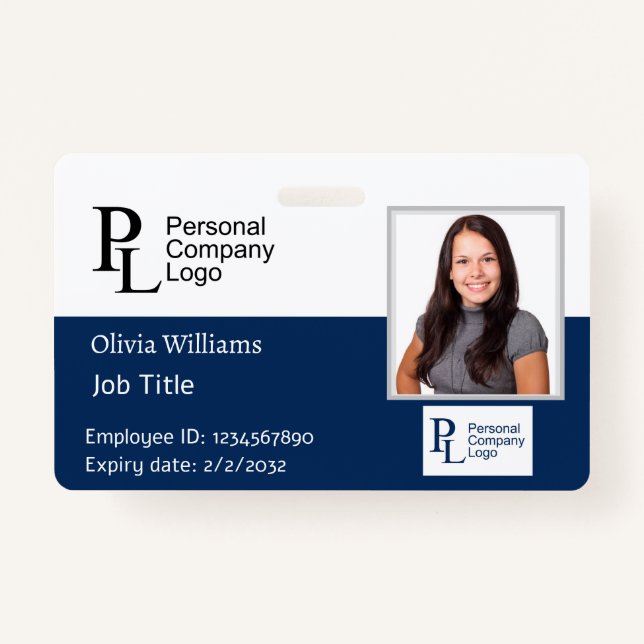 Custom Business Company Employee Security Photo ID ID Badge (Front)