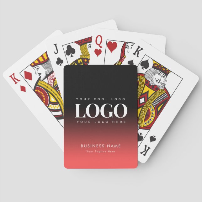 Custom Business Company Logo Black Red Ombre    Playing Cards (Back)
