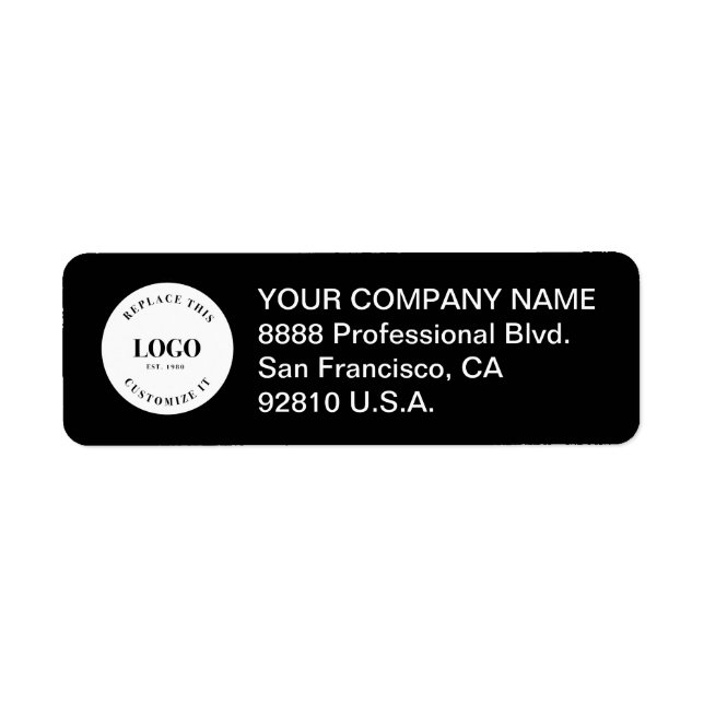 Custom Business Company Logo Black Return Address  (Front)