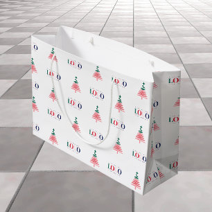 Custom Business Company Logo & Christmas Tree Large Gift Bag