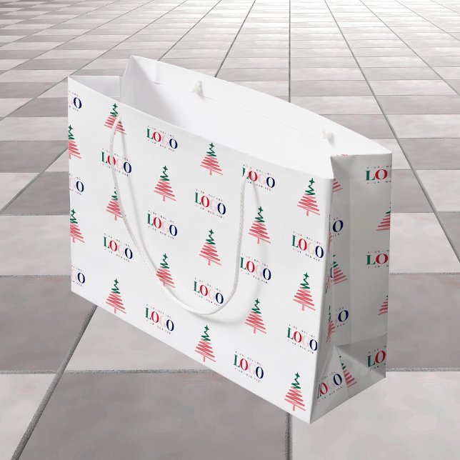 Custom Business Company Logo & Christmas Tree Large Gift Bag (Creator Uploaded)
