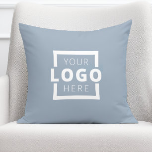 Custom Business Company Logo Dusty Blue Cushion