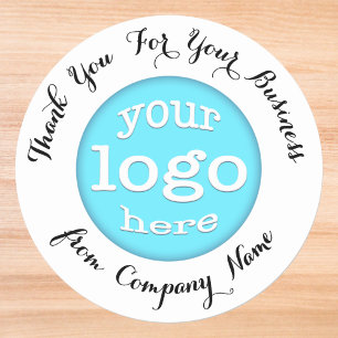 Custom Business Company Logo Elegant Thank You Classic Round Sticker