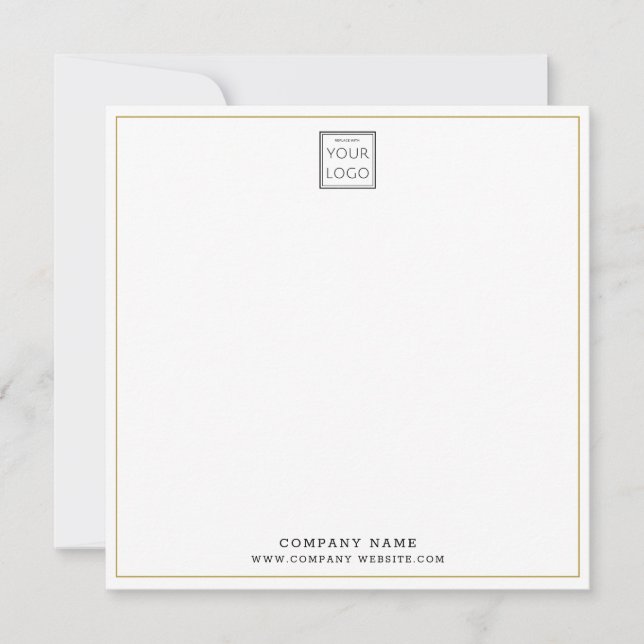 Custom Business Company Logo Gold Square Card (Front)